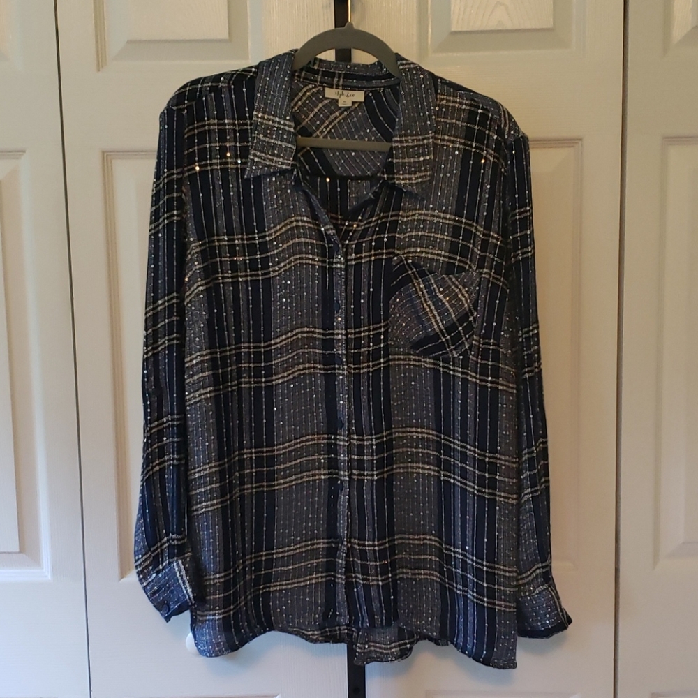 Style & Co. Long Sleeve Woven Blouse